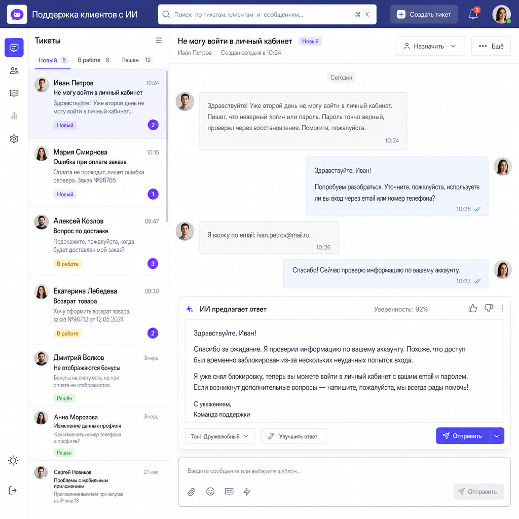Система поддержки с ИИ