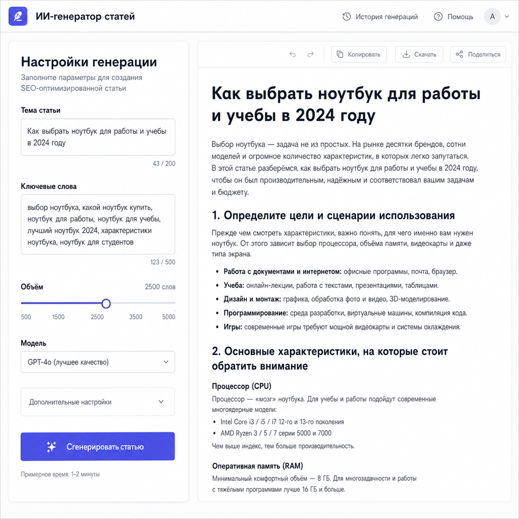 ИИ-генератор статей