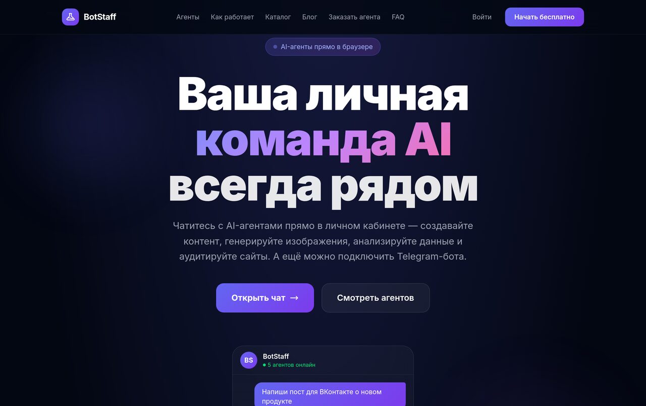 BotStaff: команда из 56 AI-агентов для бизнеса — что это и как работает